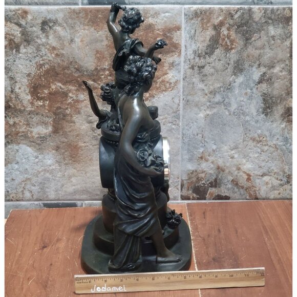 Vintage Figural Mantel Clocks Trio of Figures Women Child - Picture 10 of 13